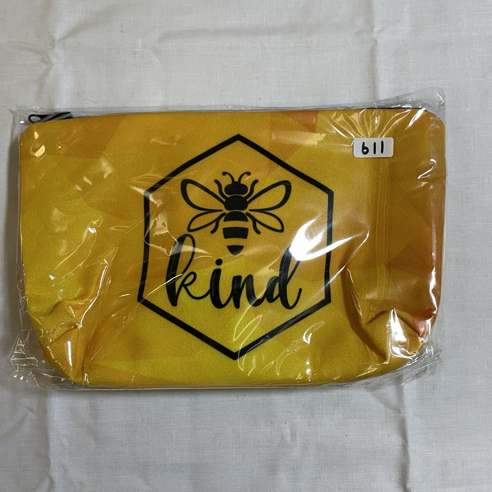 The Pouch Cosmetic Bag Womens OS Yellow NWT Bee Kind Honeycomb Travel Pouch